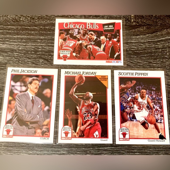 🔥1991 NBA HOOPS NMT MICHAEL JORDAN #30 MVP 🔥 SCOTTIE PIPPEN & PHIL JACKSON